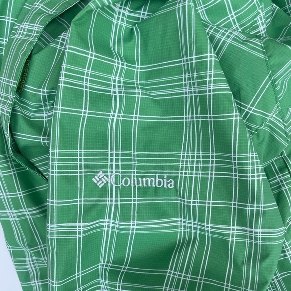 COLUMBIA Zip Up Hoodie windbreaker jacket Streetwear plaid pattern green - Picture 8 of 9